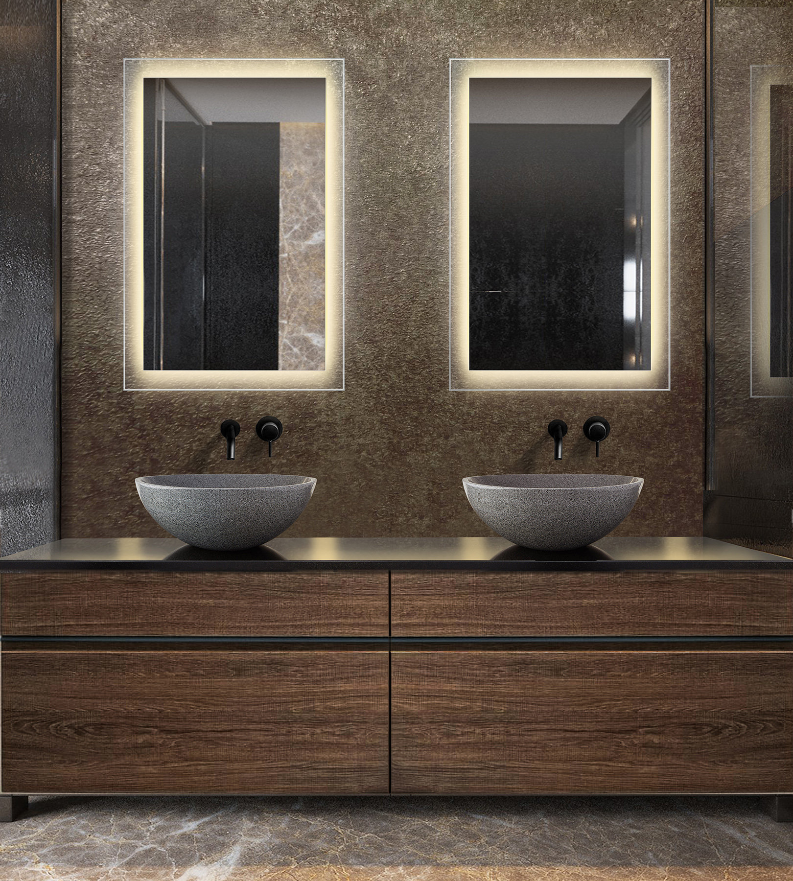 LED Lighted Bathroom Mirror Wall Mount With Defogger, 24"x36" - Modern ...