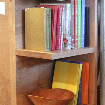 Custom Made Shelves on Island in matching natural oak
