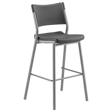 NPS Cafe Time Stool, Charcoal Slate Top and Silver Frame