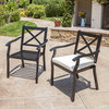Set of 2 Outdoor Dining Chair, Aluminum Frame With Cushioned Seat & X-Backrest