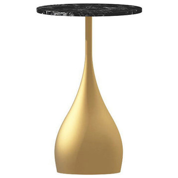 Marble Luxury Sofa Side Coffee Table, Gold, Black Slate Plate