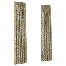 Contemporary Curtains Watercolor Floral Euro Pleat Drapery, Single Panel, Gray and Purple