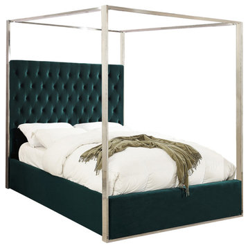 Porter Velvet Bed, Green, Queen