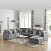 Amira Gray Fabric Reversible Sectional Sofa with USB Storage Console Cupholders