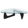 LeisureMod Imperial Triangle Wooden Glass Top Coffee Table in Black
