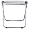 LeisureMod Lawrence Modern Rectangular Folding Table With Aluminum Frame, Transparent Black