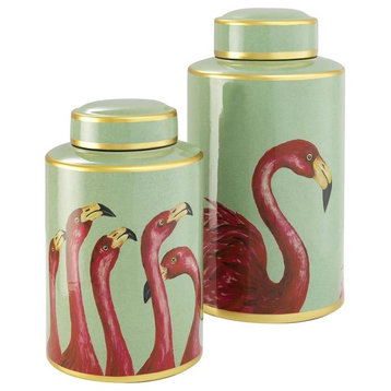 Porcelain Jar Set | Eichholtz Flamingo