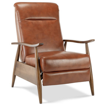 Solaris Caramel Wooden Arm Push Back Recliner Chair