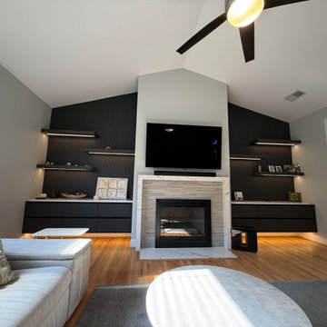 Modern Floating TV Wall and Media Storage in Arlington, VA