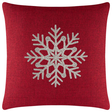 Sparkles Home Rhinestone Snowflake Pillow - 20x20" - Red