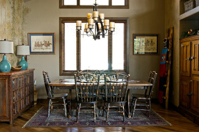 Inspiration for a rustic dining room remodel in Denver