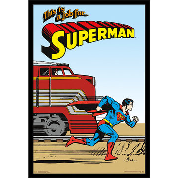 Superman Vintage Poster, Black Framed Version