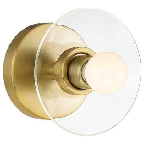 Designers Fountain Litto 6" 1 Light Wall Sconce, Gold/Clear, D294C-WS-BG
