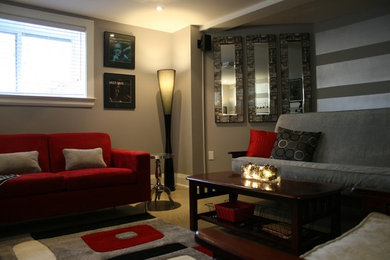 Trendy home theater photo in Toronto