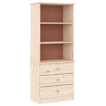 vidaXL Bookshelf Bookcase Shelving Unit with Drawers ALTA Solid Wood Pine