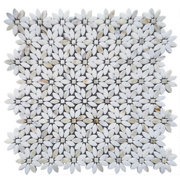 12.5"x12.8" Daisy Wild Calacatta Marble Mosaic