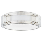 Hudson Valley Lighting - Clifford 1 Light Flush Mount, Polished Nickel - Rectangular panels are cut from Aged Brass or Polished Nickel metalwork and topped by a curved ribbed glass, making this traditional flush mount design feel updated and fresh. Light not only flows through the opal glossy glass lens at the bottom but seeps through the pockets on the sides and plays off the ribbed panels. Exposed hardware details complete the clean, modern aesthetic.