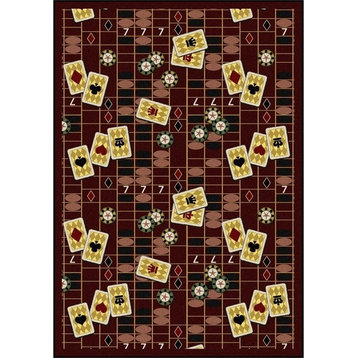 Games People Play, Gaming And Sports Area Rug, Feeling Lucky, Burgundy