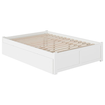 Concord Queen Bed With Footboard and Twin Extra Long Trundle, White