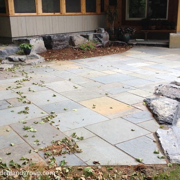 blustone patio with Panton boulder edge