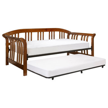 Bowery Hill Wood Daybed with Suspension Deck and Trundle in Walnut