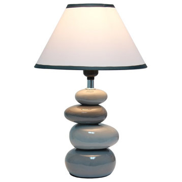 Creekwood Home Priva 14.7" Contemporary Ceramic Stacking Stones Table Lamp Gray