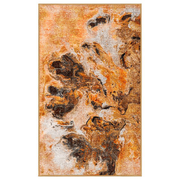 Washable Volcano Flower Molten Clay Area Rug, Rectangle 2'x5'