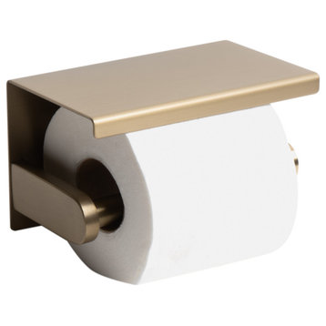 ABTPP66-BG Brushed Gold PVD Stainless Steel Toilet Paper Holder with Shelf