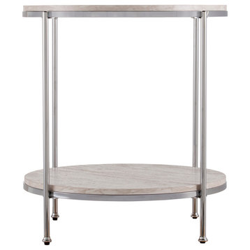Ackers Round Faux Stone End Table