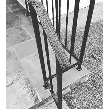 Bluestone Patio and Steps with Wrought Iron Railings