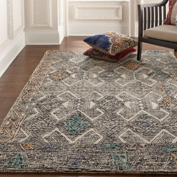 Binada Area Rug - Black/Tangerine