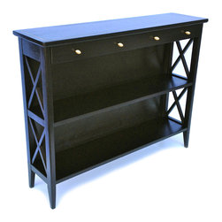 Ebony Hall Table with Brass Inlay and Pulls - Console Tables