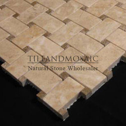 Crema Marfil Marble Basketweave Mosaic Tile with Light Emperador Dots Polished - Products