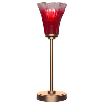 Luna 1-Light Table Lamp, New Age Brass/Fluted Raspberry Crystal