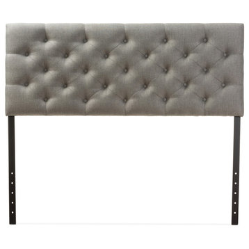 Viviana Fabric Upholstered Button-Tufted Headboard, Queen, Gray
