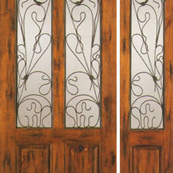 Door with One Sidelite Entry Prehung Knotty Alder, Twin Lite - Front Doors
