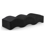 Meridian Furniture - Wave Upholstered Bench, Black, Velvet - Indulge in the allure of the Black Velvet Wave Bench by Meridian Furniture. Its captivating design and luxurious finish elevate any space with effortless elegance. Crafted with precision and durability in mind, this stunning piece becomes the focal point of gatherings, fostering moments of connection and warmth. Embrace sophistication and style with the Wave Bench, a testament to exquisite taste and timeless beauty.
