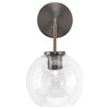 Reese Glass Wall Sconce, Gunmetal, Clear Glass