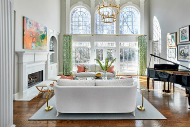 Living room - large transitional living room idea in Atlanta