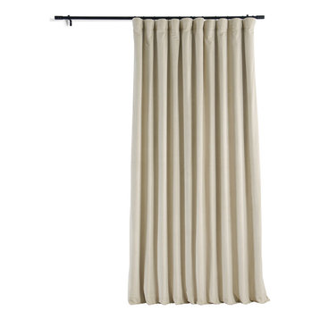Signature Ivory Doublewide Blackout Velvet Curtain Single Panel, 100"x84"