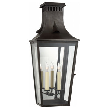 Belaire 3/4 Outdoor Wall Lantern, 2-Light Blackened Copper, Clear Glass, 30.25"H