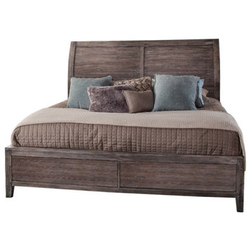American Woodcrafters Aurora Weathered Gray Wood King Sleigh Bed