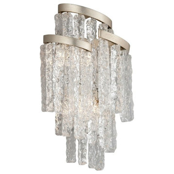 Mont Blanc 3-Light Sconce, Modern Silver Leaf and Hand-Crafted Venetian Glass
