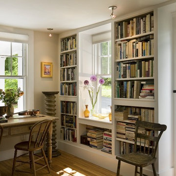 Bookcases flanking window