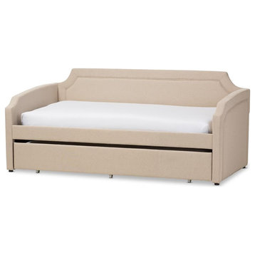 Bowery Hill Modern Fabric Upholstered Twin Size Daybed in Beige