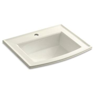 Kohler Archer Drop-In Bathroom Sink with Single Faucet Hole, Biscuit