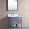 30" Gray Bathroom Vanity With Marble Top & Backsplash, Single Hole Sink Top