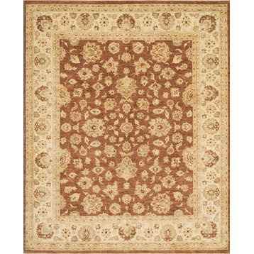 Hand Knotted Vegetable Dyed Wool Majestic Area Rug, Rust/Ivory, 4'x6'