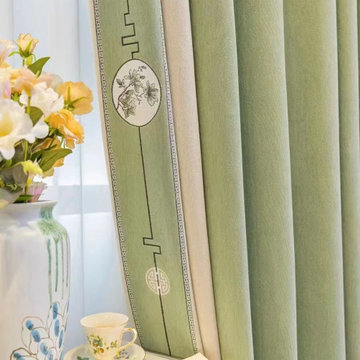 QYFL2302AA 2023 New Arrival Petrel Blue Grey Green Chenille Ready Made Curtains