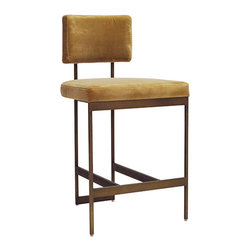 Worlds Away - Worlds Away Baylor Camel Velvet Counter Stool - Bar Stools And Counter Stools